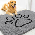 MUDGUARD MAT™ Dog Door Mat with Paw Design for Muddy Paws, Super Absorbent Microfiber, Non-Slip Indoor Mat, Quick-Dry Chenille Rug for Pets & Entryway, Machine Washable, Grey 19" x 30"