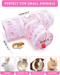 Bissap Rabbit Tunnel, 9.8'' Collapsible Bunny Tunnel and Tube 3 Ways Pet Hideout with 1 Play Ball for Indoor Kittens Dwa