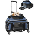 Petskd Top and Side Expandable Pet Carrier with Wheels 18x11x11 Inches Delta United Airline Approved, Soft-Sided Carrier for Small Cats and Dogs with Locking Safety Zippers and Anti-Scratch Mesh(Blue)