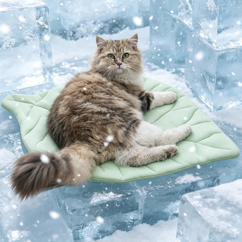 Nimorio Cat Cooling Mat Cat Leaf Bed Mat Comfortable Soft Fabric Breathable Cozy for All Seasons 26.5