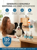 2026 Upgraded Dog Calming Diffuser Refills Kit with 2 Diffusers & 4 Refills, Dog Pheromones Calming Diffuser for Anxiety