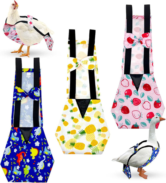 3 Pieces Chicken Diapers for Hens Pet Duck Diapers Reusable Chicken Diapers Chicken Clothes Accessories with Bow Tie for