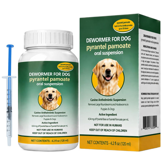 Dog Dewormer Liquid – Pyrantel Pamoate Formula for Roundworms & Hookworms Support, Fits for Dogs, 120 mL (4.2 fl oz)