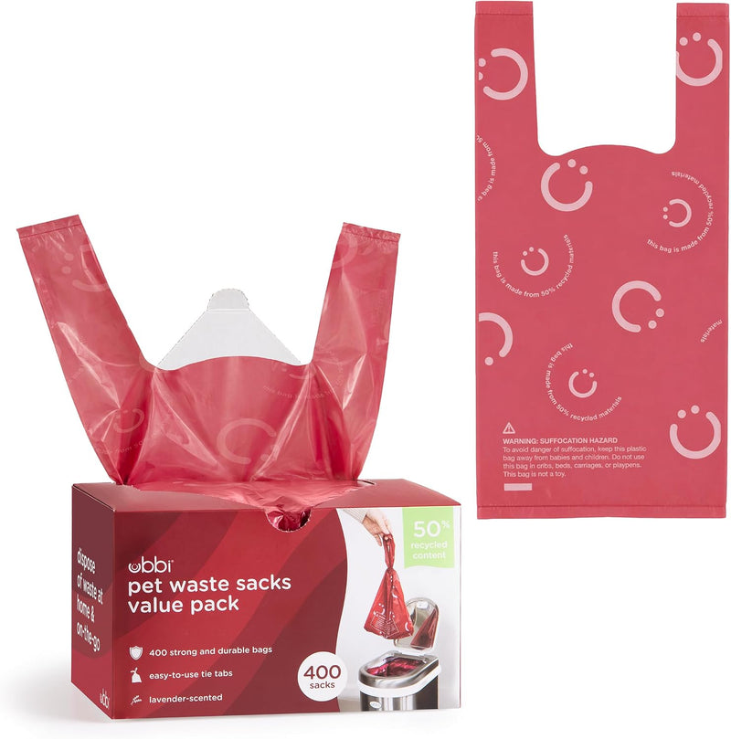 Ubbi Pet Waste Sacks, Lavender Scented, 400 Count