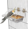 Hypeety Transparent Bird Feeder No Mess Parakeet Feeder for Cage Clear Bird Cage Feeders with Anti-Slip Perch Stainless Steel Food Bowl for Parakeets Parrots Budgies Lovebirds Cockatiels Conures