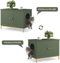 Homhedy 28.3" L Cat Litter Box Enclosure with Metal Frame, Green and Gold