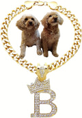 Initial Letter Cuban Chain Dog Chain Pet Chain Pet, Cat, Puppy Necklace (B, 22")