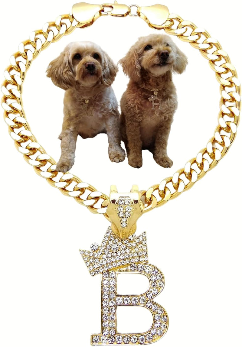 Initial Letter Cuban Chain Dog Chain Pet Chain Pet, Cat, Puppy Necklace (B, 22
