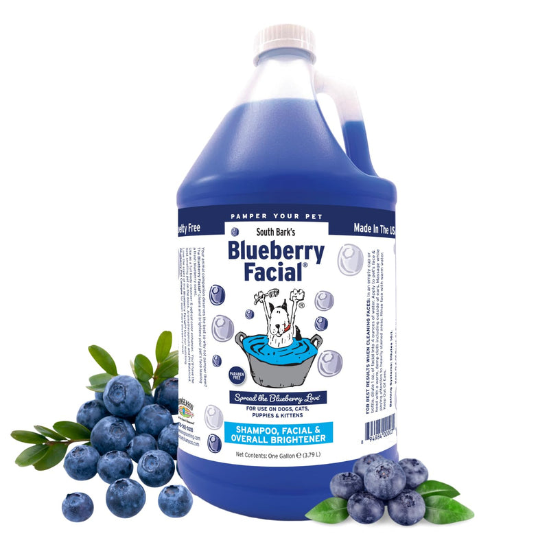 South Bark's Blueberry Facial® for Dogs & Cats 1 Gallon | Tear Stain Remover | Long-Lasting Odor Eliminator | Cruelty-Free | Non-Toxic | Made in The USA