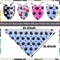 JpGdn 50PCS Big Dog Bandanas Large Breed XL Bulk Paw Bone Print Pet Big Bandanas Kerchief Triangle Bibs Head Scarves Scarfs Selvedge Sewing Stitching Edge Hemming Stitch Seam for Grooming Costume