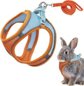 Rabbit Harness and Leash Set Escape Proof, Adjustable Soft Padded Vest, Breathable Mesh Bunny Harness with Reflective St