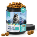 Flea Treatment for Cats-300 Treats Natural Flea and Tick Prevention for Cats Chewable, Itchy Skin &Biting Relief Immune &Gut Health Oral Flea Supplement for Kittens-All Cats Made in USA Chicken Flavor