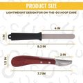 Hoof Knife with Sharpener, 2 PCS Professional Farrier Kit, Curved Stainless Steel Trimming Knife & 400/800 Grit Diamond 