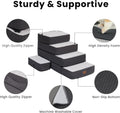 Garnpet 4-Step Adjustable Dog Stairs for Beds, Dog Steps for Small Dogs and Cats, Foldable Pet Stairs for Bed Climbing, 