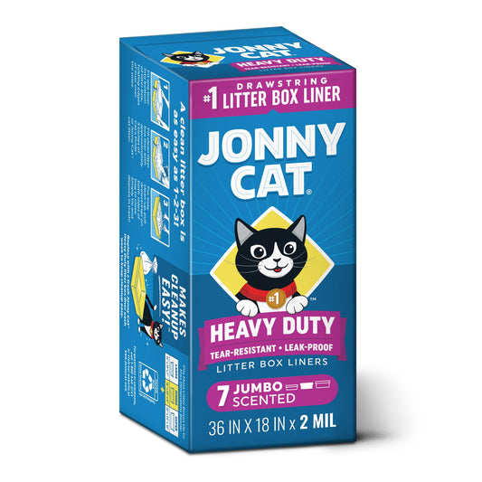 Jonny Cat Litter Box Liners: Fresh Scent - Heavy Duty - Tear & Leak Resistant - Drawstring Close - Jumbo, 7 Count