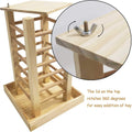 kathson Wooden Hay Feeder Rabbit Less Waste Food Feeding Rack Standing Pet-self Feeding Hay Manager Grass Holder Small A