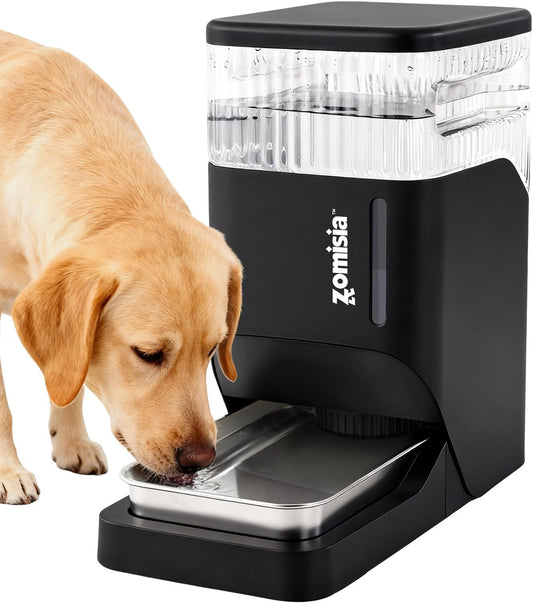 ZOMISIA 2.1 Gallon Gravity Dog Water Dispenser with Stainless Steel Bowl