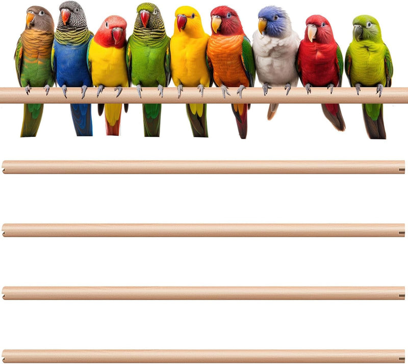 Sintuff 8 Pcs Bird Perches for Cage Accessories, Wooden Perch Rods Replacement with Double Head Slots, 0.6 Inch Diameter Natural Wood Stand for Parrot Macaw Cockatoo Parakeet (18 Inches)