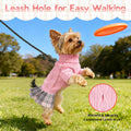 Small Dog Sweater Dress with Bowtie Turtleneck Knitted Puppy Winter Clothes Girl Warm Dog Sweaters with Leash Hole for Y