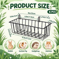 WOPPLXY 6 Pcs Rabbit Hay Feeder, Heavy Duty Metal Rabbit Hay Rack with Hooks, Bunny Hay Feeder Rack, Metal Rack Hay Hold