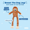 Barkbox Sasquatch Josh Interactive Plush Dog Toy - Squeaky Dog Chew Toy with Crinkle and Whip-N-Flip Arms of Dogs and Puppies