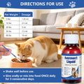Dewormer for Cats, Broad Spectrum Digestive Support, Removal of Hookworms, Lungworms, Pinworms, Roundworms, 100mL