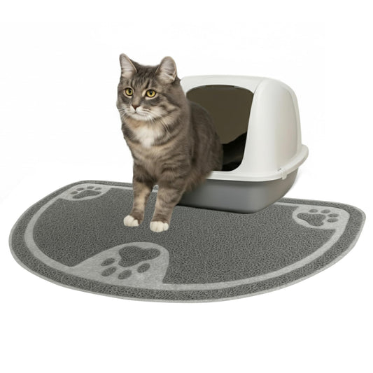 Evelots Cat Litter Mat - Litter Box Mat, Kitty Litter Trapping Mat, Non-Slip Waterproof Cat Mat for Litter Box, Soft on Paws, Easy Clean, Machine Washable - Gray, Small