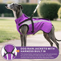 Mosucoirl Dog Raincoat Waterproof Raincoats for Dog Reflective Dogs Rain Jackets with Hood Hoodie Pet Rain Poncho Coat for Small Medium Large Dogs Puppies S-XXL (Purple, L)