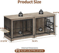 Rovibek 78 Double Dog Crate Furniture for 2 Large Dogs Indoor, Wooden Furniture Dog Crates with Dog Bowl, Dog Kennel Fur