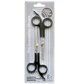 Pet Magasin Japanese Stainless Steel Grooming Scissors (2) for Facial Hair and Larger for Body Trimming with Round Tip (Black)