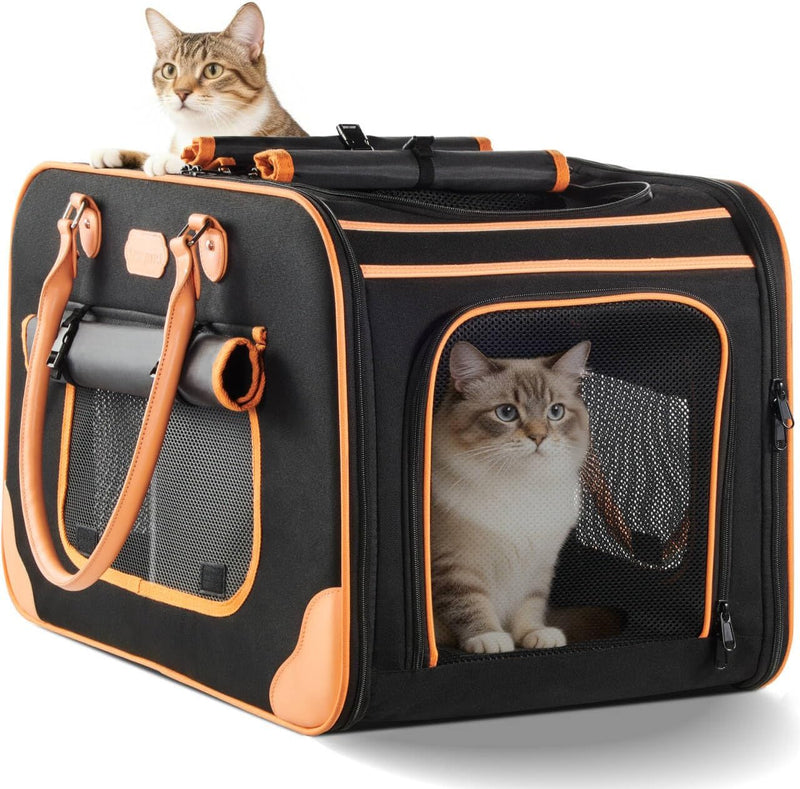 Extra Large Cat Carrier for 2 Cats, 2-in-1 Soft Pet Carrier Bag with Removable Divider for Large Cats Small Dogs up to 5