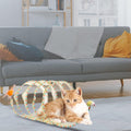 2pcs, Folded Cat Tunnel Spring, 10in Large Size Portable Cat Toy Spiral Tunnel, with Synthetic Feather and Toy Mouse Tunnel Spring Outdoor Puppy Kitten Generic (Striped Yellow, Purple)