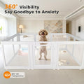 SculPong Clear Acrylic Plastic Dog Playpen with Door, 23.6"H Transparent DIY Puppy Cat Pet Play Pen, Modular Fence for Dog, Cat, Pig, Rabbit, Ferret, Easy Assemble Dog House Crate Kennel Whelping Cage