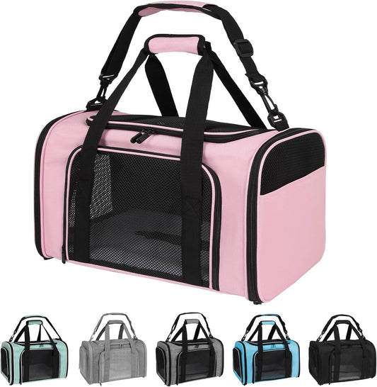Yipincover Cat Carriers Soft-Sided,Pet Carrier for Small Cats Dogs Puppies up to 1-15 LBS,TSA Airline Approved, (Medium,Pink)
