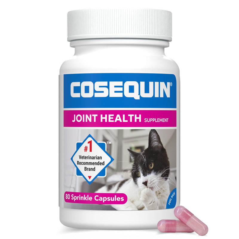 Nutramax Cosequin for Cats Joint Health Supplement, Contains Glucosamine for Cats, Plus Chondroitin, and Omega-3s, Supports Joint and Skin and Coat Health, Sprinkle Capsules, 80 Count