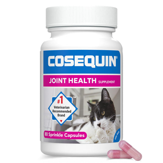Nutramax Cosequin for Cats Joint Health Supplement, Contains Glucosamine for Cats, Plus Chondroitin, and Omega-3s, Supports Joint and Skin and Coat Health, Sprinkle Capsules, 80 Count