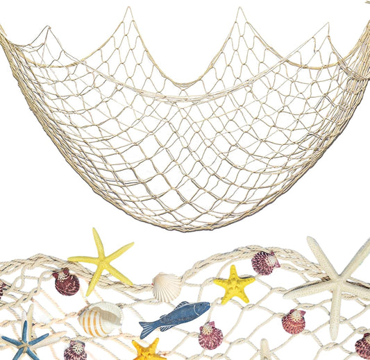 Fishing Net Decoration 79 x 39 Inch Natural Decorative Fish Net,Fish Netting for Decoration,Birthday Decorations Fishnet