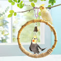 MUYG Bamboo Ring Bird Swing Perch,Large Circle Cage Hanging Toys,Bird Perch Climbing Toy Steady Natural Birds Hemp Rope Swings for Budgie,Cockatiels,Conures,Finches,Small Parakeets
