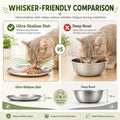 4 Pack Stainless Steel Shallow Cat Bowls，Whisker Safe Cat Plates