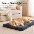 Dog Crate Bed Washable Dog Beds for Large Dogs Deluxe Thick Flannel Fluffy Comfy Kennel Pad Anti-Slip & Anti-Scratch Pet Sleeping Mat, 35 x 23 Inch, Gray