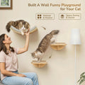 Cat Wall Shelf with Curved Hammock Bed, Wall Mounted Cat Perch with Beige Soft Foam Cushion, Floating Wall Furniture for Climbing, Sleeping & Lounging