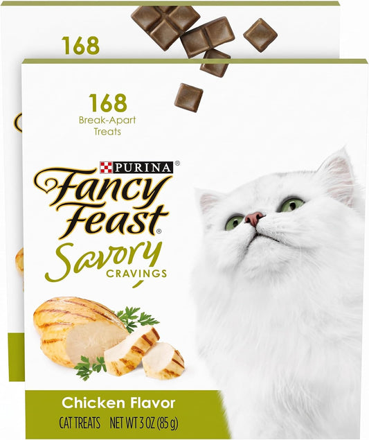 Fancy Feast Purina Limited Ingredient Cat Treats, Savory Cravings Chicken Flavor - 3 oz. Box (Pack of 2)