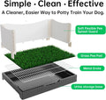 Oneluck Dog Litter Box with Grass pad，3 Leak-Proof Walls,30" x 22" Indoor Puppy Pee Pad Holder,Protection Wall Every Sid
