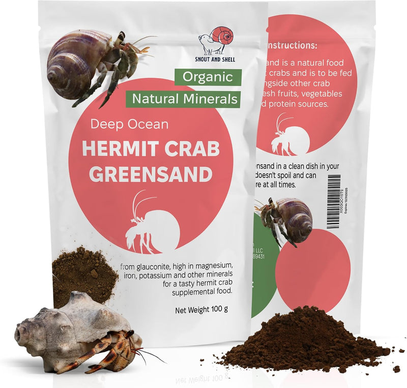 Hermit Crab Greensand – Calcium and Trace Mineral Molting Support – Non-GMO, Auto Feeder Friendly, Inert Powder Formula 