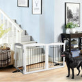 ZJSF Freestanding Dog Fence Indoor, Foldable Dog Gate for Doorways, Stairs or Hallways, Sturdy Wood Extra Wide Pet Gate 