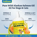 Wild Alaskan Salmon Oil for Dogs & Cats - Pure Liquid Fish Oil Skin Coat Supplement with Omega 3 6 9 Food Topper, Dry It