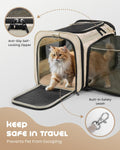 MIDOG Cat Carrier Soft for Small to Medium-Sized Cats,Up to 15 Lbs, TSA Airline Approved Soft Sided Pet Carrier,Collapsible Travel Cat Bag(Beige)