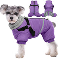 BRKURLEG Purple Dog Coat with Harness, Dog Winter Jacket, Dogs Onesie Body Warm Jackets, Small Dogs Winter Coats Reflective Windproof Warm Cold Weather Coats, Pet Waterproof Jackets, M