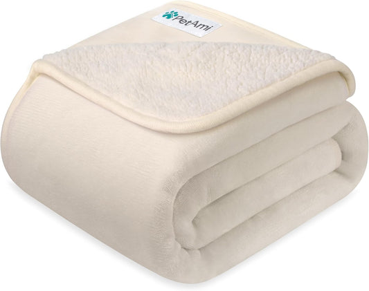 PetAmi Waterproof Dog Blanket Puppy Cat Large Couch Cover 40x60 Beige Cream