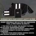 Derby Originals Mini Horse & Foal Winter Turnout Blanket – Reflective, No-Hardware Design, 600D Waterproof Outer, 150g I